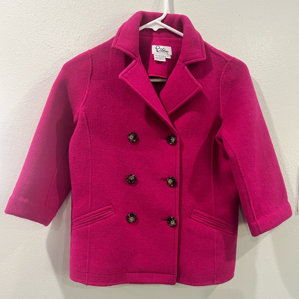 Lilly Pulitzer Fuchsia Double-Breasted Kids Pea Coat